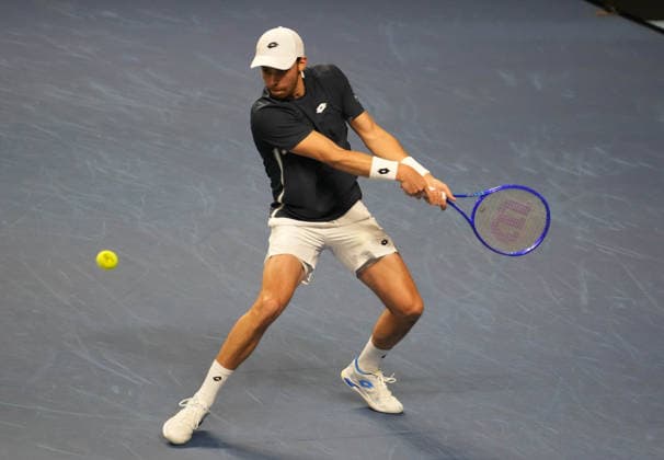 TENNIS - DAVIS CUP 2026 - FRANCE v SLOVAKIA Benjamin Bonzi of French during the Davis Cup 2026, Qualifiers tennis event on 8 February 2026 at Le Chaudron in Le Portel, France - Photo Laurent Lairys Le PortelFrance  Copyright: xLaurentxLairysx
