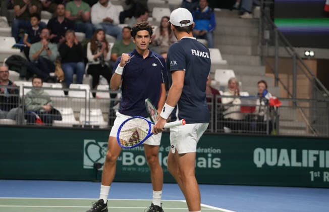 February 8, 2026, Le Portel, Bretagne, France: Pierre - Hugues Herbert and Benjamin Bonzi of Frenchvduring the Davis Cup 2026, Qualifiers tennis event on 8 February 2026 at Le Chaudron in Le Portel, France - Photo Le Portel France - ZUMAl193 20260208_zsp_l193_128 Copyright: xLaurentxLairysx