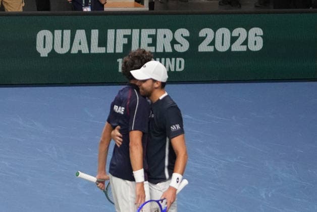 February 8, 2026, Le Portel, Bretagne, France: Pierre - Hugues Herbert and Benjamin Bonzi of Frenchvduring the Davis Cup 2026, Qualifiers tennis event on 8 February 2026 at Le Chaudron in Le Portel, France - Photo TENNIS - DAVIS CUP 2026 - FRANCE V SLOVAKIA  - ZUMAl193 20260208_zsp_l193_170 Copyright: xLaurentxLairysx