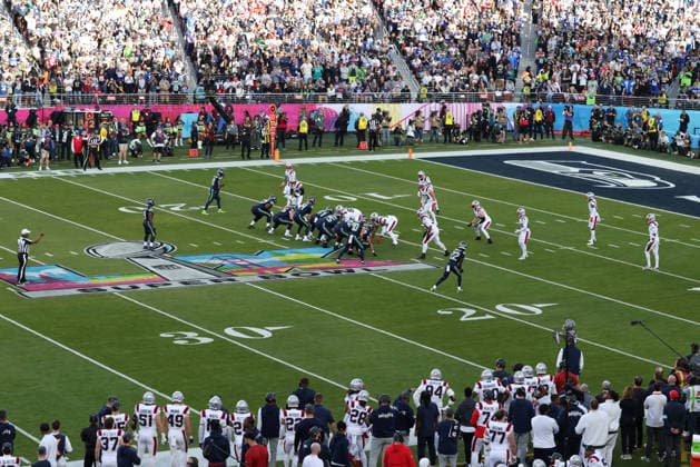 SANTA CLARA, CA - FEBRUARY 08: A general view of the Seattle Seahawks versus the New England Patriots defense during Super Bowl LX game on February 8, 2026, at Levi s Stadium in Santa Clara, CA. (Photo by Matthew Huang Icon Sportswire) NFL, American Football Herren, USA FEB 08 Super Bowl LX Seahawks vs Patriots EDITORIAL USE ONLY Icon26020818934
