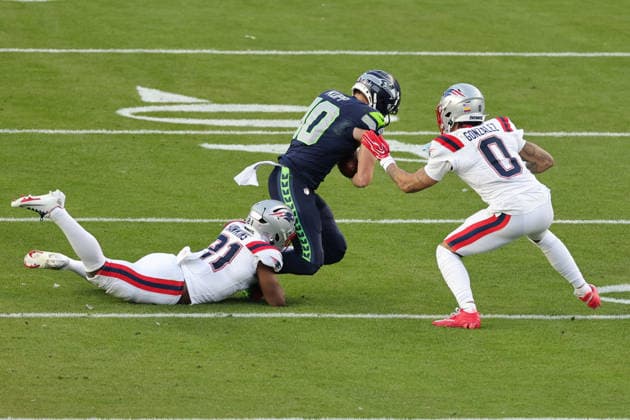 SANTA CLARA, CA - FEBRUARY 08: Seattle Seahawks wide receiver Cooper Kupp (10) makes a catch during the Seattle Seahawks versus the New England Patriots Super Bowl LX game on February 8, 2026, at Levi s Stadium in Santa Clara, CA. (Photo by Jevone Moore Icon Sportswire) NFL, American Football Herren, USA FEB 08 Super Bowl LX Seahawks vs Patriots EDITORIAL USE ONLY Icon2602083154