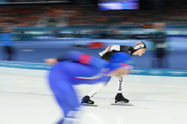 February 8, 2026, Rho, Lombardy, Italy: FELIX MALY of Germany and MICHELE MALFATTI of Italy in the Men s Speed skating, Eisschnelllauf 5000m at the Milano Cortina 2026 Winter Olympic Games, Olympische Spiele, Olympia, OS Olympics 2026: Milano Cortina: Speed Skating  - ZUMAc179 20260208_oly_c179_272 Copyright: xMickaelxChavetx