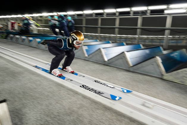 8th February 2026; Predazzo, Val di Fiemme, Italy: Milano Cortina 2026 Winter Olympics Ski jumping, Skispringen, Ski, nordisch men& x2019;s normal hill training VASSILYEV Danil  PaoloxNucci Content restricted for UK based newspaper