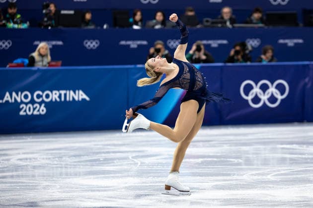 February 8, 2026, Cortina D ampezzo, Belluno, Italy: American Amber Glenn (4) (USA) performs in the Women Single Free Skating during the 2026 Winter Olympics at the Milano Ice Skating Arena on Sunday in Cortina d Ampezzo. Olympics 2026: Milano Cortina: Figure skating, Eiskunstlauf Team Women  - ZUMAj89_ 20260208_oly_j89_034 Copyright: xPaulxKitagakixJr.x
