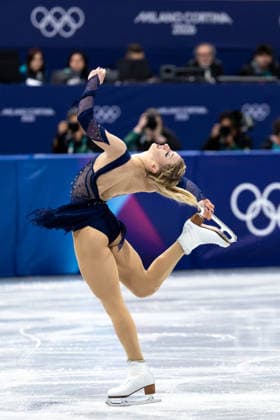 February 8, 2026, Cortina D ampezzo, Belluno, Italy: American Amber Glenn (4) (USA) performs in the Women Single Free Skating during the 2026 Winter Olympics at the Milano Ice Skating Arena on Sunday in Cortina d Ampezzo. Olympics 2026: Milano Cortina: Figure skating, Eiskunstlauf Team Women  - ZUMAj89_ 20260208_oly_j89_035 Copyright: xPaulxKitagakixJr.x