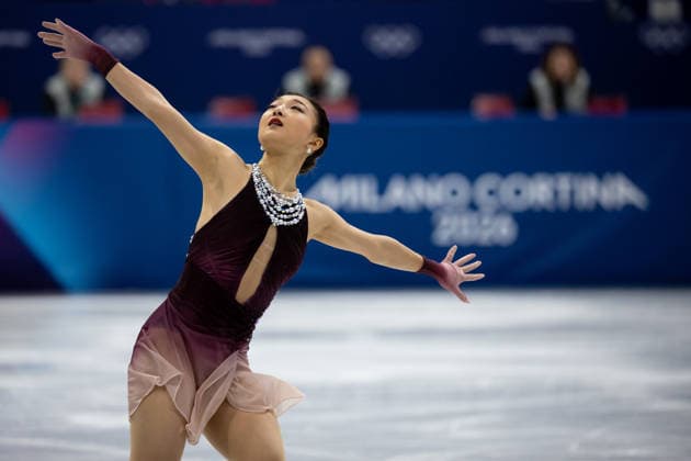 February 8, 2026, Cortina D ampezzo, Belluno, Italy: Japanese Kaori Sakamoto (JPN) performs in the Women Single Free Skating during the 2026 Winter Olympics at the Milano Ice Skating Arena on Sunday in Cortina d Ampezzo. Olympics 2026: Milano Cortina: Figure skating, Eiskunstlauf Team Women  - ZUMAj89_ 20260208_oly_j89_040 Copyright: xPaulxKitagakixJr.x