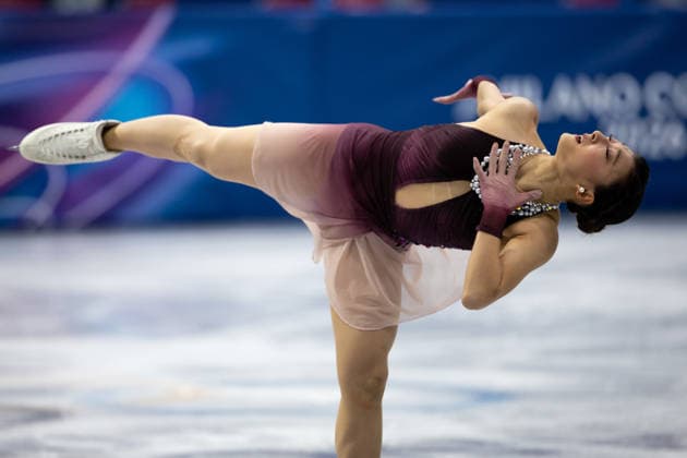 February 8, 2026, Cortina D ampezzo, Belluno, Italy: Japanese Kaori Sakamoto (JPN) performs in the Women Single Free Skating during the 2026 Winter Olympics at the Milano Ice Skating Arena on Sunday in Cortina d Ampezzo. Olympics 2026: Milano Cortina: Figure skating, Eiskunstlauf Team Women  - ZUMAj89_ 20260208_oly_j89_047 Copyright: xPaulxKitagakixJr.x
