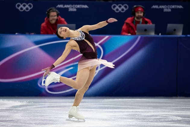 February 8, 2026, Cortina D ampezzo, Belluno, Italy: Japanese Kaori Sakamoto (JPN) performs in the Women Single Free Skating during the 2026 Winter Olympics at the Milano Ice Skating Arena on Sunday in Cortina d Ampezzo. Olympics 2026: Milano Cortina: Figure skating, Eiskunstlauf Team Women  - ZUMAj89_ 20260208_oly_j89_049 Copyright: xPaulxKitagakixJr.x