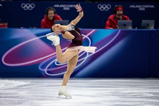 February 8, 2026, Cortina D ampezzo, Belluno, Italy: Japanese Kaori Sakamoto (JPN) performs in the Women Single Free Skating during the 2026 Winter Olympics at the Milano Ice Skating Arena on Sunday in Cortina d Ampezzo. Olympics 2026: Milano Cortina: Figure skating, Eiskunstlauf Team Women  - ZUMAj89_ 20260208_oly_j89_050 Copyright: xPaulxKitagakixJr.x