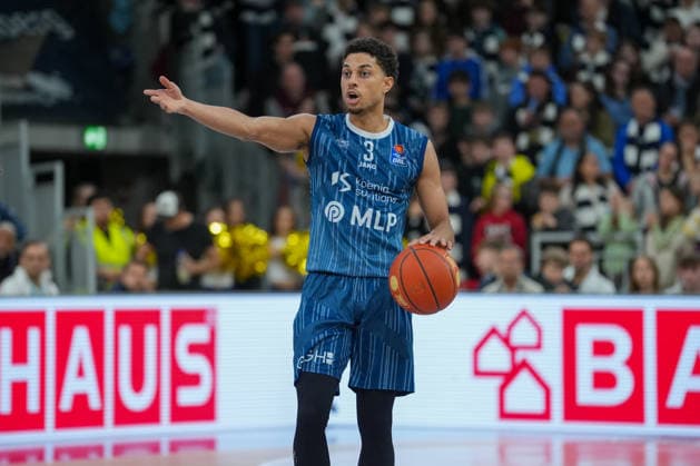 Basketball: easyCredit BBL, 19. Spieltag, MLP Academics Heidelberg - FC Bayern München Basketball am 08.02.2026 in Heidelberg (SNP Dome), Deutschland, Saison 2025 2026: Kevin McClain (3, MLP) im Fokus. Heidelberg SNP Dome Deutschland Copyright: xChristophxKinzingerx
