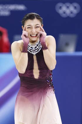 Milan Cortina Olympics: Figure skating, Eiskunstlauf Kaori Sakamoto of Japan reacts after performing in the women s free program during the figure skating team event at the Milan Cortina Olympics at Milano Ice Skating Arena in Milan on Feb. 8, 2026.  A14AA0005258680P