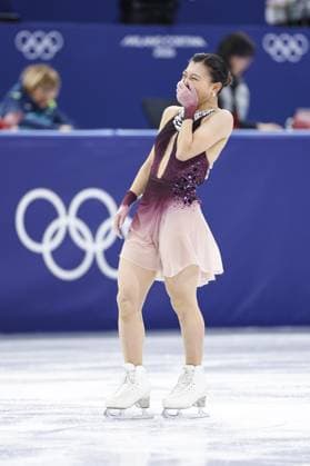 Milan Cortina Olympics: Figure skating, Eiskunstlauf Kaori Sakamoto of Japan reacts after performing in the women s free program during the figure skating team event at the Milan Cortina Olympics at Milano Ice Skating Arena in Milan on Feb. 8, 2026.  A14AA0005258681P