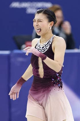 Milan Cortina Olympics: Figure skating, Eiskunstlauf Kaori Sakamoto of Japan reacts after performing in the women s free program during the figure skating team event at the Milan Cortina Olympics at Milano Ice Skating Arena in Milan on Feb. 8, 2026.  A14AA0005258682P