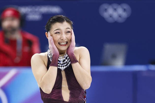 Milan Cortina Olympics: Figure skating, Eiskunstlauf Kaori Sakamoto of Japan reacts after performing in the women s free program during the figure skating team event at the Milan Cortina Olympics at Milano Ice Skating Arena in Milan on Feb. 8, 2026.  A14AA0005258684P