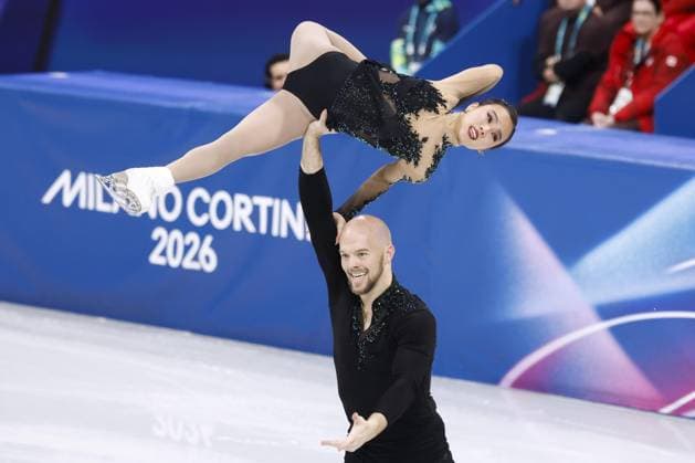 Milan Cortina Olympics: Figure skating, Eiskunstlauf Ellie Kam (top) and Danny O Shea of the United States perform in the pairs free program during the figure skating team event at the Milan Cortina Olympics at Milano Ice Skating Arena in Milan on Feb. 8, 2026.  A14AA0005258861P