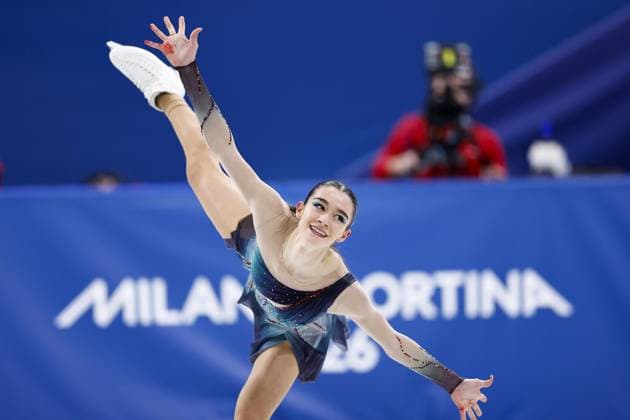 Milan Cortina Olympics: Figure skating, Eiskunstlauf Lara Naki Gutmann of Italy performs in the women s free program during the figure skating team event at the Milan Cortina Olympics at Milano Ice Skating Arena in Milan on Feb. 8, 2026.  A14AA0005258870P
