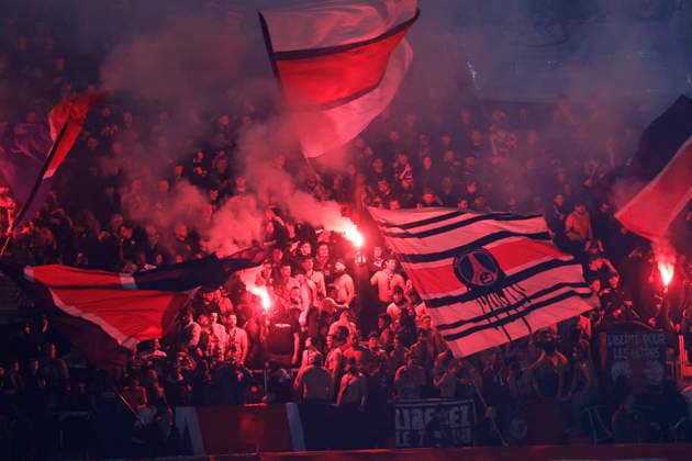 French League One - PSG vs OM PSG’s Ultras fans during the 2025-26 French soccer League One game, PSG vs OM in Parc des Princes Stadium, Paris, France on February 8th 2026. Photo by Henri Szwarc ABACAPRESS.COM Paris France  Copyright: xSzwarcxHenri ABACAx