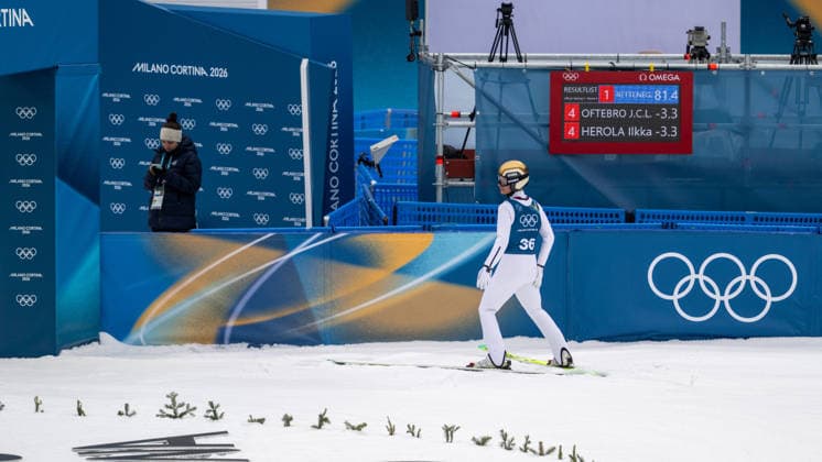 OLYMPICS - Winter Olympic Games, Olympische Spiele, Olympia, OS Milano Cortina 2026 VAL DI FIEMME,ITALY,09.FEB.26 - OLYMPICS, NORDIC SKIING, NORDIC COMBINED, Ski jumping, Skispringen, Ski, nordisch Winter Olympic Games Milano Cortina 2026, normal hill, training, men. Image shows Johannes Lamparter (AUT).  GEPAxpictures xOliverxLerch