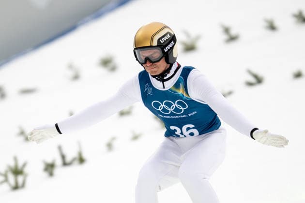 OLYMPICS - Winter Olympic Games, Olympische Spiele, Olympia, OS Milano Cortina 2026 VAL DI FIEMME,ITALY,09.FEB.26 - OLYMPICS, NORDIC SKIING, NORDIC COMBINED, Ski jumping, Skispringen, Ski, nordisch Winter Olympic Games Milano Cortina 2026, normal hill, training, men. Image shows Johannes Lamparter (AUT).  GEPAxpictures xOliverxLerch