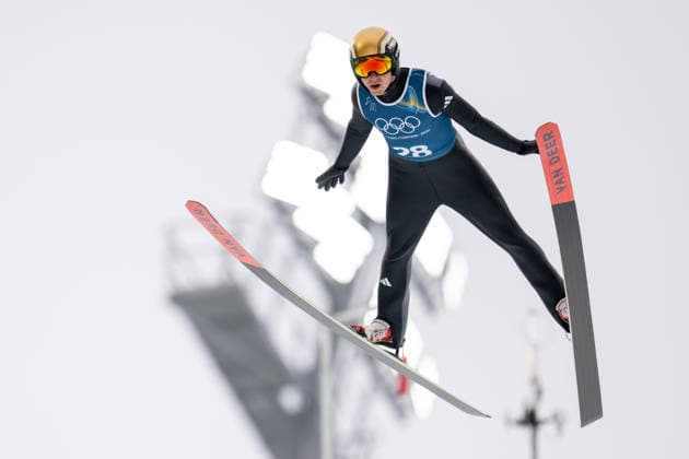OLYMPICS - Winter Olympic Games, Olympische Spiele, Olympia, OS Milano Cortina 2026 VAL DI FIEMME,ITALY,09.FEB.26 - OLYMPICS, NORDIC SKIING, NORDIC COMBINED, Ski jumping, Skispringen, Ski, nordisch Winter Olympic Games Milano Cortina 2026, normal hill, training, men. Image shows Vinzenz Geiger (GER).  GEPAxpictures xOliverxLerch