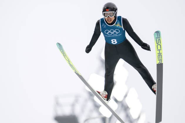 OLYMPICS - Winter Olympic Games, Olympische Spiele, Olympia, OS Milano Cortina 2026 VAL DI FIEMME,ITALY,09.FEB.26 - OLYMPICS, NORDIC SKIING, NORDIC COMBINED, Ski jumping, Skispringen, Ski, nordisch Winter Olympic Games Milano Cortina 2026, normal hill, training, men. Image shows Jiawen Zhao (CHN).  GEPAxpictures xOliverxLerch