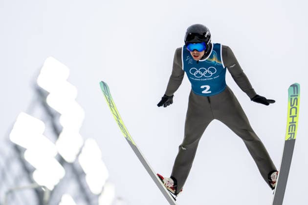 OLYMPICS - Winter Olympic Games, Olympische Spiele, Olympia, OS Milano Cortina 2026 VAL DI FIEMME,ITALY,09.FEB.26 - OLYMPICS, NORDIC SKIING, NORDIC COMBINED, Ski jumping, Skispringen, Ski, nordisch Winter Olympic Games Milano Cortina 2026, normal hill, training, men. Image shows Oleksandr Shumbarets (UKR).  GEPAxpictures xOliverxLerch