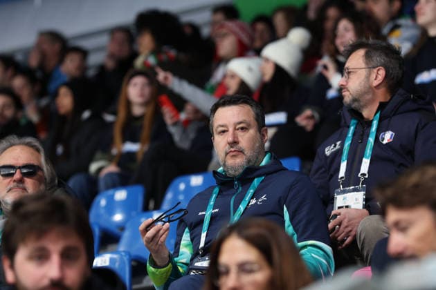 Olympics Milan Cortina 2026 Curling Italy vs United States, Matteo Salvini, Cortina d Ampezzo, Italy, February 9, 2026. Photo Felice Calabro  Copyright: xFelicexCalabro x xipa-agency.netx xFELICExCALABRO x IPA_Agency_IPA71171121