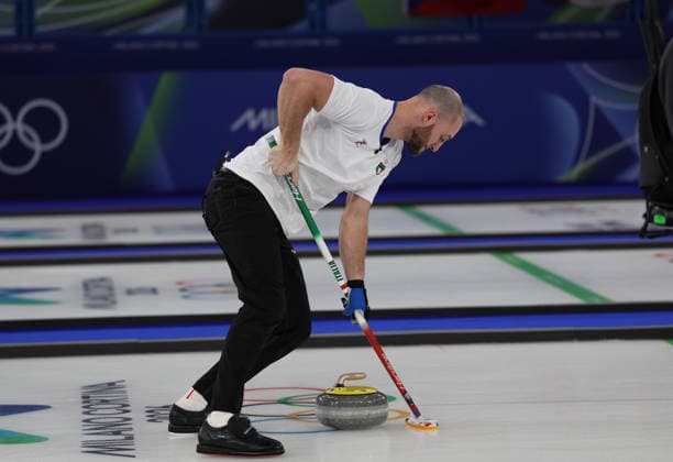 Olympics Milan Cortina 2026 Curling Italy vs United States, Amos Mosaner (ITA), Cortina d Ampezzo, Italy, February 9, 2026. Photo Felice Calabro  Copyright: xFelicexCalabro x xipa-agency.netx xFELICExCALABRO x IPA_Agency_IPA71171155