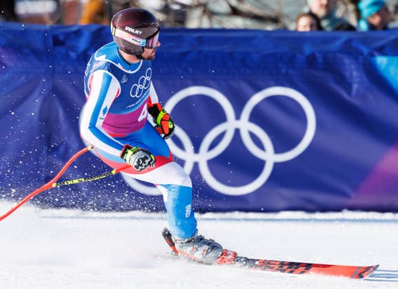 OLYMPICS - Winter Olympic Games, Olympische Spiele, Olympia, OS Milano Cortina 2026 BORMIO,ITALY,09.FEB.26 - OLYMPICS, ALPINE SKIING - Winter Olympic Games Milano Cortina 2026, team combined, downhill, men. Image shows Maxence Muzaton (FRA).  GEPAxpictures xHaraldxSteiner