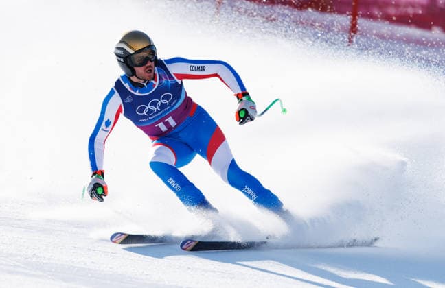 OLYMPICS - Winter Olympic Games, Olympische Spiele, Olympia, OS Milano Cortina 2026 BORMIO,ITALY,09.FEB.26 - OLYMPICS, ALPINE SKIING - Winter Olympic Games Milano Cortina 2026, team combined, downhill, men. Image shows Nils Allegre (FRA).  GEPAxpictures xHaraldxSteiner