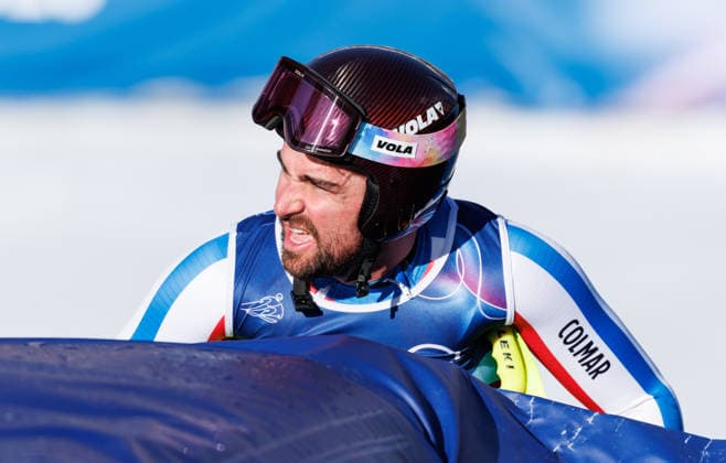 OLYMPICS - Winter Olympic Games, Olympische Spiele, Olympia, OS Milano Cortina 2026 BORMIO,ITALY,09.FEB.26 - OLYMPICS, ALPINE SKIING - Winter Olympic Games Milano Cortina 2026, team combined, downhill, men. Image shows Maxence Muzaton (FRA).  GEPAxpictures xHaraldxSteiner