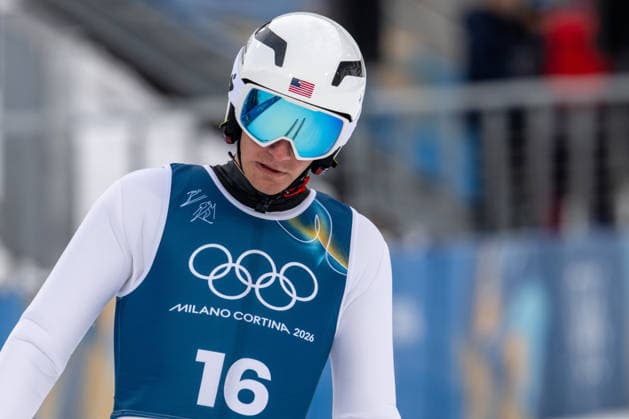 OLYMPICS - Winter Olympic Games, Olympische Spiele, Olympia, OS Milano Cortina 2026 VAL DI FIEMME,ITALY,09.FEB.26 - OLYMPICS, NORDIC SKIING, NORDIC COMBINED, Ski jumping, Skispringen, Ski, nordisch Winter Olympic Games Milano Cortina 2026, normal hill, training, men. Image shows Benjamin Loomis (USA).  GEPAxpictures xOliverxLerch