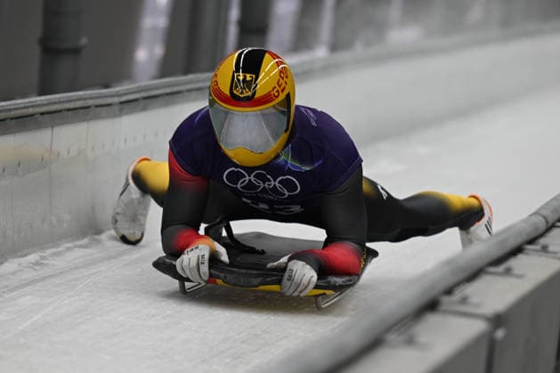 February 9, 2026, Cortina, Veneto, Italy: Grotheer Christopher from Germany during the Winter Olympic Games, Olympische Spiele, Olympia, OS Milano Cortina 2026, in Cortina Sliding Centre , on February 9 2026, in Cortina, Italy Olympics 2026: Milano Cortina: Skeleton Men S  - ZUMAm345 20260209_oly_m345_026 Copyright: xFedericoxManonix