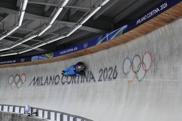 February 9, 2026, Cortina, Veneto, Italy: Bagnis Amedeo from Italy during the Winter Olympic Games, Olympische Spiele, Olympia, OS Milano Cortina 2026, in Cortina Sliding Centre , on February 9 2026, in Cortina, Italy Cortina Italy - ZUMAm345 20260209_oly_m345_028 Copyright: xFedericoxManonix