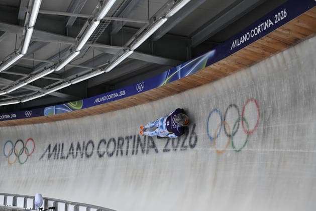 February 9, 2026, Cortina, Veneto, Italy: Heraskevych Vladyslav from Ukraine during the Winter Olympic Games, Olympische Spiele, Olympia, OS Milano Cortina 2026, in Cortina Sliding Centre , on February 9 2026, in Cortina, Italy Cortina Italy - ZUMAm345 20260209_oly_m345_035 Copyright: xFedericoxManonix