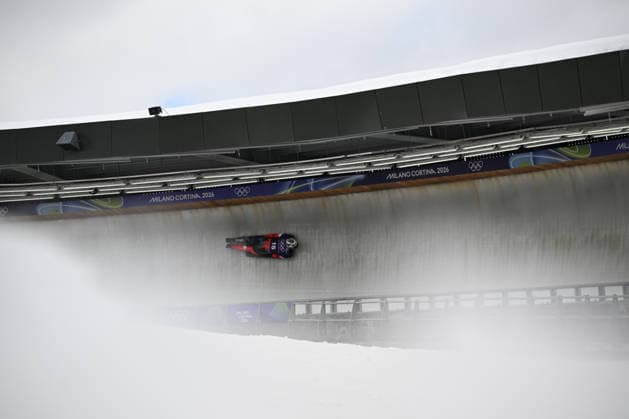 February 9, 2026, Cortina, Veneto, Italy: Brusic Josip from Canada during the Winter Olympic Games, Olympische Spiele, Olympia, OS Milano Cortina 2026, in Cortina Sliding Centre , on February 9 2026, in Cortina, Italy Cortina Italy - ZUMAm345 20260209_oly_m345_042 Copyright: xFedericoxManonix
