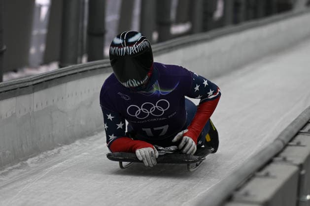 Florian Austin from United States of America during the Winter Olympic Games, Olympische Spiele, Olympia, OS Milano Cortina 2026, in Cortina Sliding Centre , on February 9 2026, in Cortina, Italy  Copyright: xFedericoxManoni IPAxSportx xipa-agency.netx xx IPA_71175672 IPA_Agency_IPA71175672