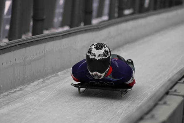 Kim Jisoo from Republic of Korea during the Winter Olympic Games, Olympische Spiele, Olympia, OS Milano Cortina 2026, in Cortina Sliding Centre , on February 9 2026, in Cortina, Italy  Copyright: xFedericoxManoni IPAxSportx xipa-agency.netx xx IPA_71175675 IPA_Agency_IPA71175675