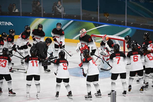Team Japan before the match during Ice hockey, Eishockey Olympic Winter games, Winterspiele,Spiele, Summer games Milano-Cortina 2026 in Milano, Italy, February 09 2026  Copyright: xFilippoxTomasi IPAxSportx xipa-agency.netx xx IPA_71176408 IPA_Agency_IPA71176408