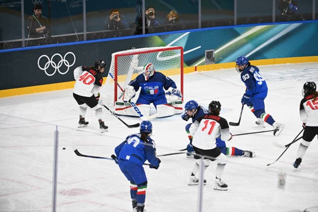 Japan attack action during Ice hockey, Eishockey Olympic Winter games, Winterspiele,Spiele, Summer games Milano-Cortina 2026 in Milano, Italy, February 09 2026  Copyright: xFilippoxTomasi IPAxSportx xipa-agency.netx xx IPA_71176328 IPA_Agency_IPA71176328
