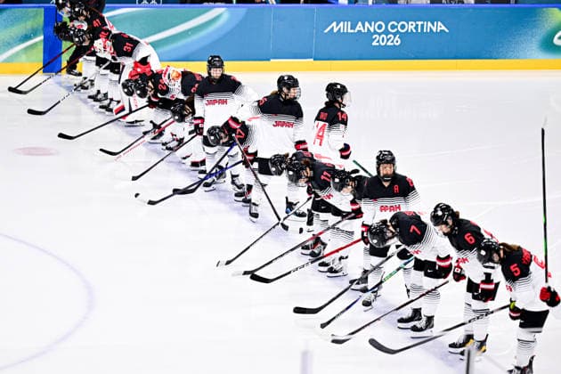 JAPAN team group, Mannschaftsbild, Totale (JPN), during Womens Prelim. Round - Group B, Ice hockey, Eishockey at the Olympic Winter games, Winterspiele,Spiele, Summer games Milano Cortina 2026, at Milano Rho Ice Hockey Arena, on February 09, 2026 in Milan, Italy. Noxthirdxpartyxsales  aflo_319074616
