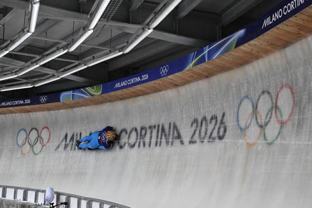 GIOCHI OLIMPICI - Olimpiadi Invernali Milano-Cortina 2026 - Skeleton Gaspari Mattia from Italy during the Winter Olympic Games, Olympische Spiele, Olympia, OS Milano Cortina 2026, in Cortina Sliding Centre , on February 9 2026, in Cortina, Italy Cortina D Ampezzo Italy  Copyright: xIPAxSport ABACAx