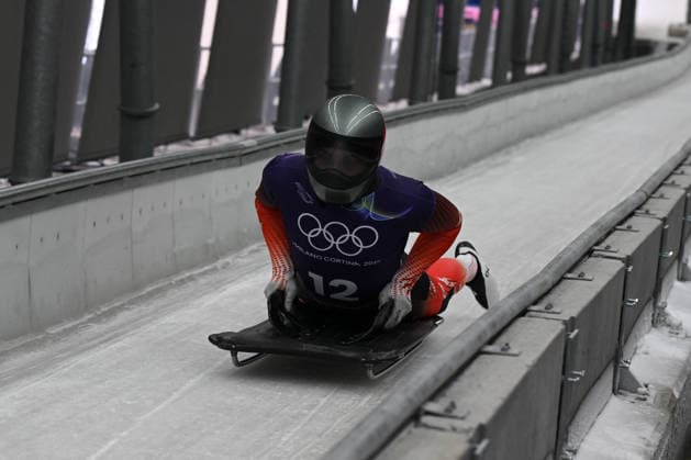 GIOCHI OLIMPICI - Olimpiadi Invernali Milano-Cortina 2026 - Skeleton Auer Florian from Austria during the Winter Olympic Games, Olympische Spiele, Olympia, OS Milano Cortina 2026, in Cortina Sliding Centre , on February 9 2026, in Cortina, Italy Cortina D Ampezzo Italy  Copyright: xIPAxSport ABACAx