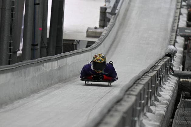 GIOCHI OLIMPICI - Olimpiadi Invernali Milano-Cortina 2026 - Skeleton Jung Seunggi from Republic of Korea during the Winter Olympic Games, Olympische Spiele, Olympia, OS Milano Cortina 2026, in Cortina Sliding Centre , on February 9 2026, in Cortina, Italy Cortina D Ampezzo Italy  Copyright: xIPAxSport ABACAx