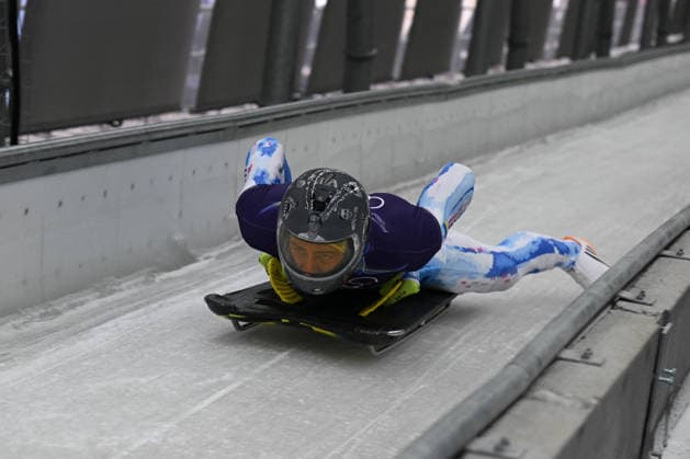 GIOCHI OLIMPICI - Olimpiadi Invernali Milano-Cortina 2026 - Skeleton Heraskevych Vladyslav from Ukraine during the Winter Olympic Games, Olympische Spiele, Olympia, OS Milano Cortina 2026, in Cortina Sliding Centre , on February 9 2026, in Cortina, Italy Cortina D Ampezzo Italy  Copyright: xIPAxSport ABACAx