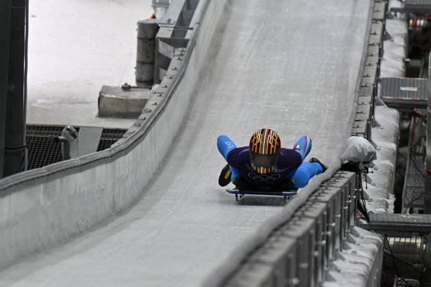 GIOCHI OLIMPICI - Olimpiadi Invernali Milano-Cortina 2026 - Skeleton Gaspari Mattia from Italy during the Winter Olympic Games, Olympische Spiele, Olympia, OS Milano Cortina 2026, in Cortina Sliding Centre , on February 9 2026, in Cortina, Italy Cortina D Ampezzo Italy  Copyright: xIPAxSport ABACAx