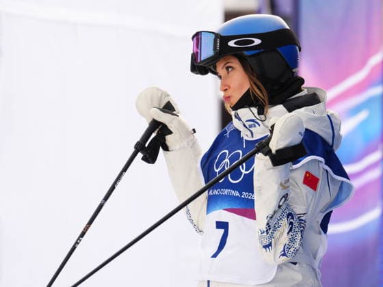 February 9, 2026, Livigno, Italy: China s Eileen Gu interacts with the cameras as she competes in the women s freeski slopestyle final at the Milano Cortina 2026 Winter Olympic Games, Olympische Spiele, Olympia, OS in Livigno, Italy on Monday, Feb. 9, 2026. Canada News - February 9, 2026  - ZUMAc35_ 20260209_zaf_c35_023 Copyright: xSeanxKilpatrickx