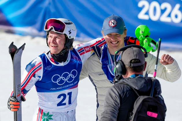 Winter Olympics in Milan Cortina 2026 Bormio, Italy 20260209. Timon Haugan and Simen Sellaeg from Norway compete in the men s alpine downhill slalom team competition during the Milan Cortina 2026 Winter Olympics. Photo: Cornelius Poppe NTB Bormio Italy EDITORIAL USE ONLY. RESTRICTED USE FOR BETTING COMPANIES Ref:_SPOMIOXpYghRho.jpg *** Winter Olympics in Milan Cortina 2026 Bormio, Italy 20260209 Timon Haugan and Simen Sellaeg from Norway compete in the men s alpine downhill slalom team competition during the Milan Cortina 2026 Winter Olympics Photo Cornelius Poppe NTB Bormio Italy EDITORIAL USE ONLY RESTRICTED USE FOR BETTING COMPANIES  Copyright: xCorneliusxPoppex xNTBx