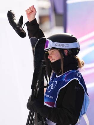 February 9, 2026, Livigno, Italy: Megan Oldham, of Canada, reacts to her score after her third run as she competes in the women s freeski slopestyle final at the Milano Cortina 2026 Winter Olympic Games, Olympische Spiele, Olympia, OS in Livigno, Italy on Monday, Feb. 9, 2026. Canada News - February 9, 2026  - ZUMAc35_ 20260209_zaf_c35_030 Copyright: xSeanxKilpatrickx
