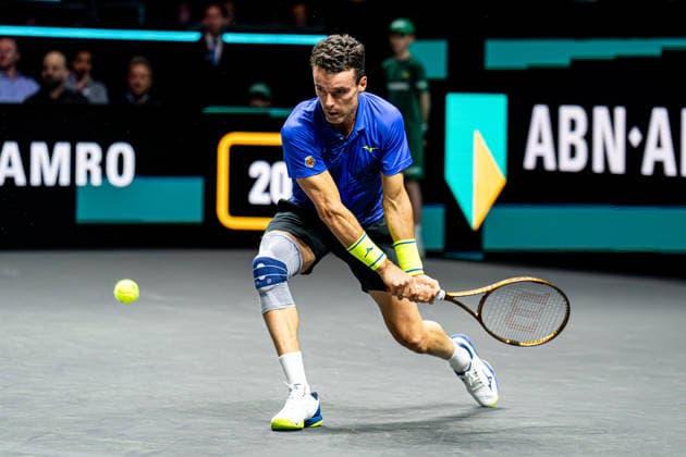 2026-02-09 ABN AMRO Open - Day One ROTTERDAM, NETHERLANDS - FEBRUARY 9: Roberto Bautista Agut competing during Day One of the ABN AMRO Open at Rotterdam Ahoy on February 9, 2026 in Rotterdam, Netherlands. (Photo by Gabriel Calvino Alonso BSR Agency) Rotterdam Netherlands Content not available for redistribution in The Netherlands directly or indirectly through any third parties. Copyright: xBSRxAgencyx